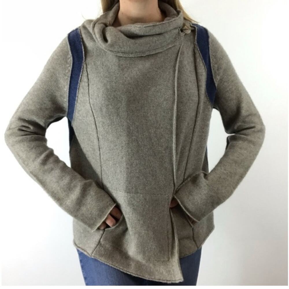 360 Cashmere Gray Wrap Cashmere Wool Blend Y2K Lagenlook Cardigan Sweater S